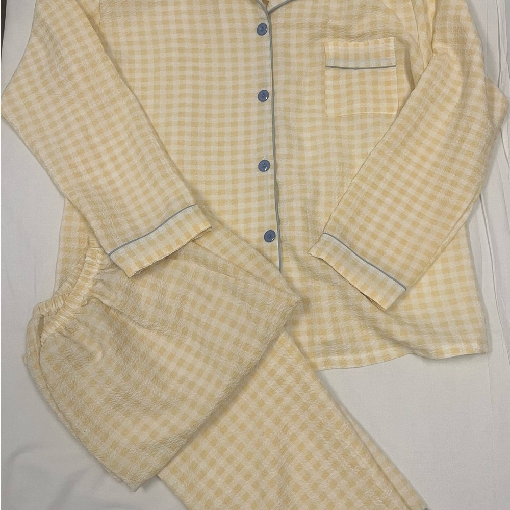Women's Yellow Checkered Pajama Set